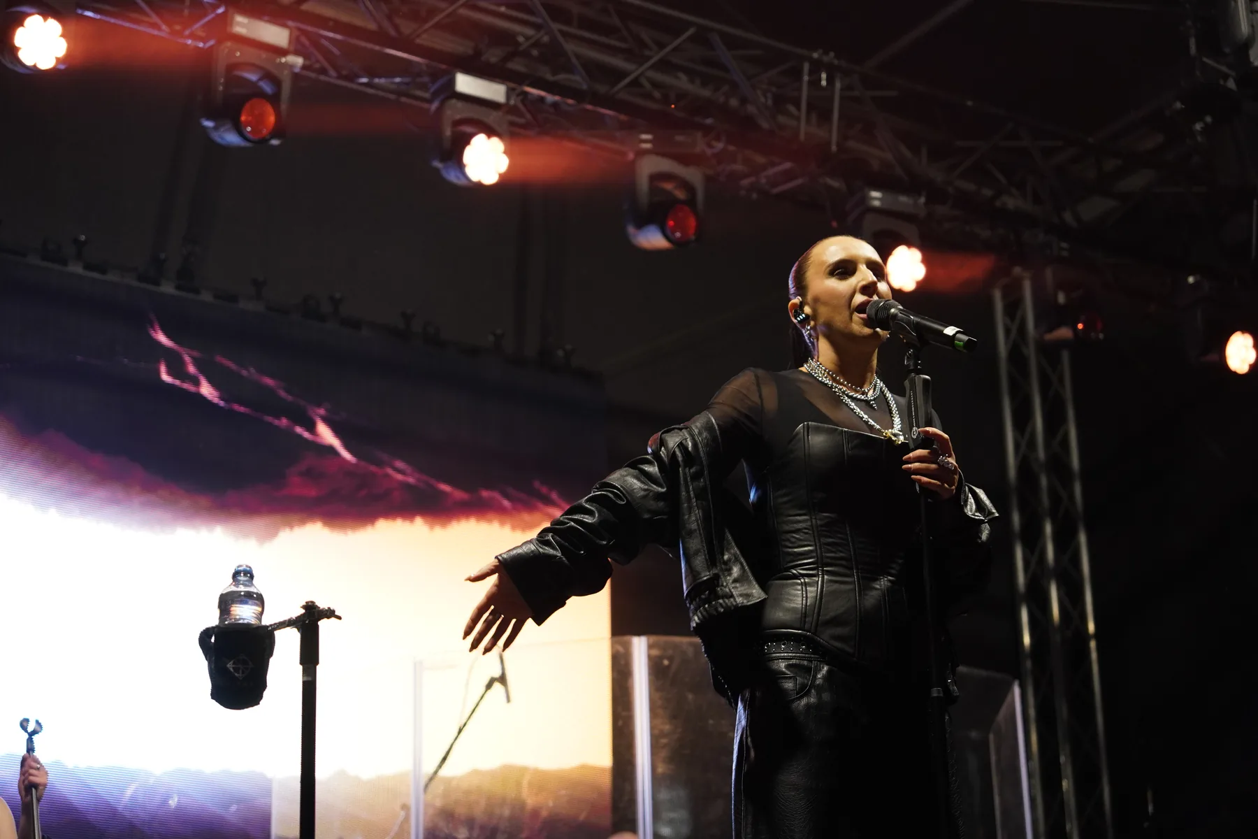 Singer in stage lights