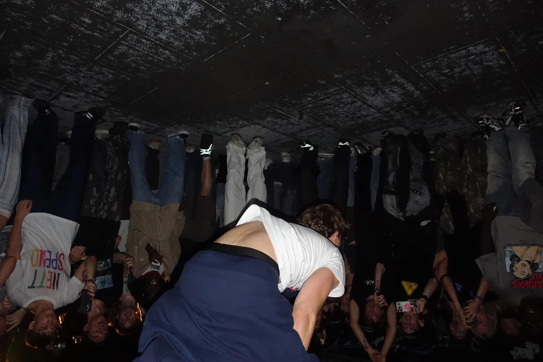 Concert crowd seen upside down